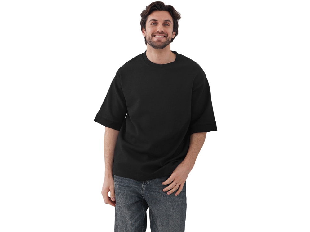 Футболка Kyoto из джерси 180 г/м2 с пич отделкой, унисекс, черный