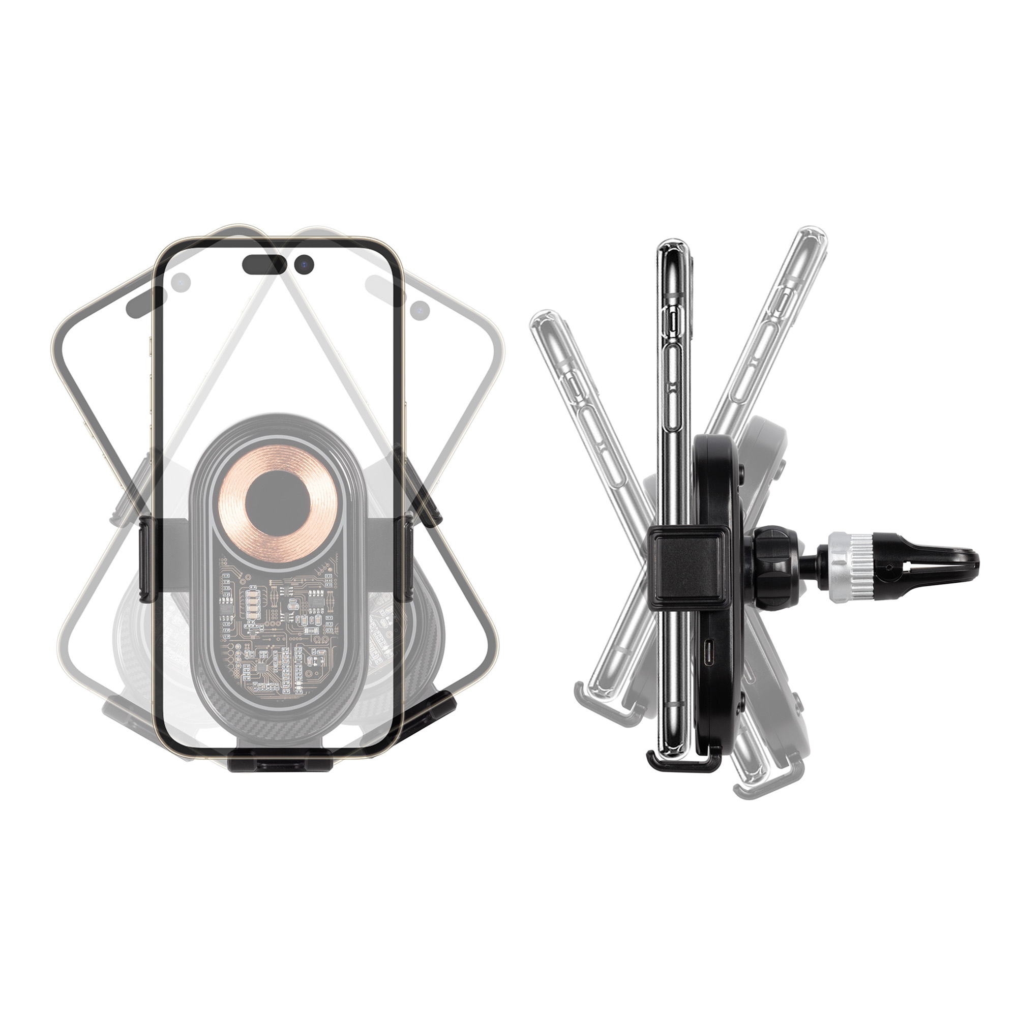 Автомобильное беспроводное (15W) зарядное устройство "Guide" с прозрачным корпусом Автомобильное беспроводное (15W) зарядное устройство "Guide" с прозрачным корпусом