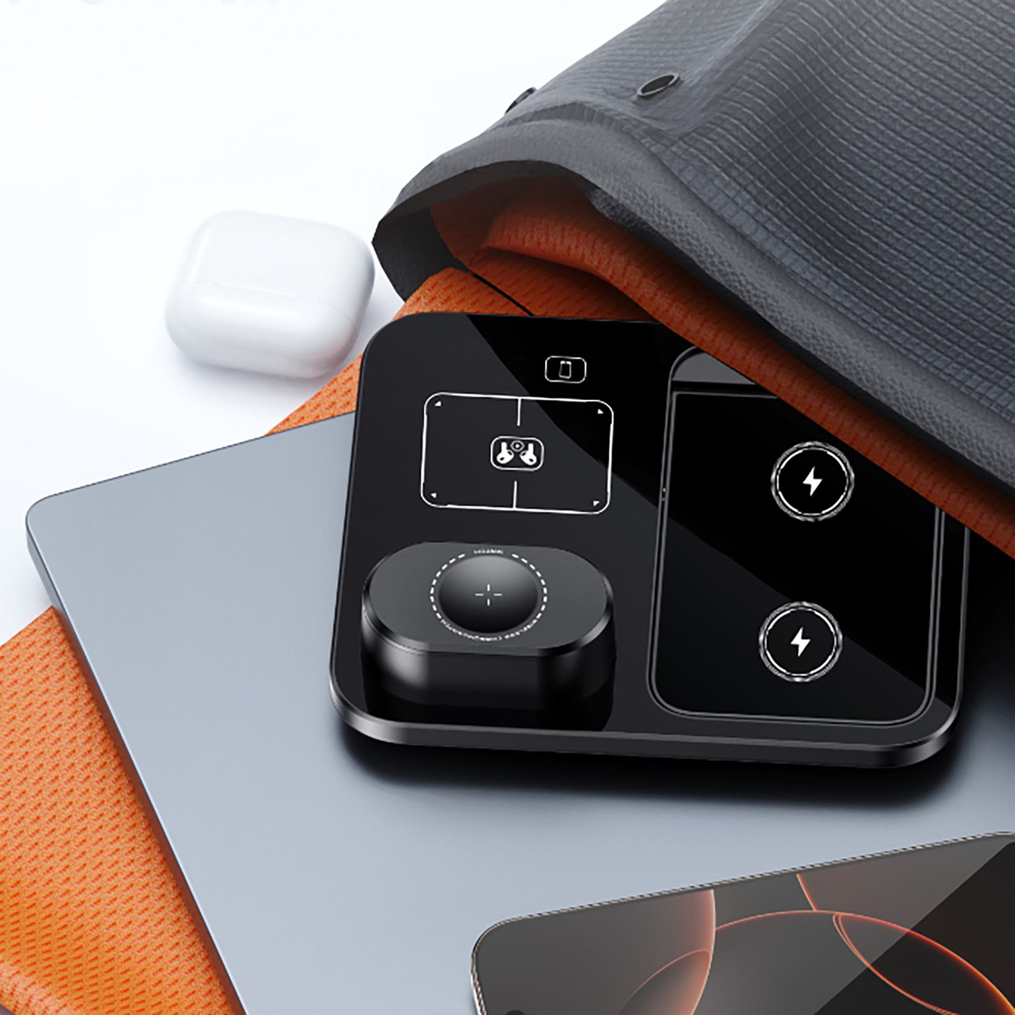 Беспроводная (15W) зарядная станция "Lift" с сенсорным подъёмным механизмом Беспроводная (15W) зарядная станция "Lift" с сенсорным подъёмным механизмом