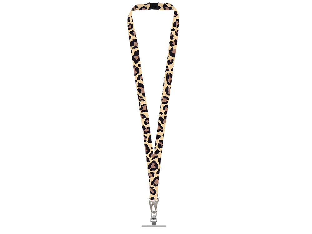 Ланъярд 2,5 см под сублимацию с большим карабином, замком обрыва и металлическим держателем для телефона