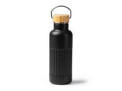 Термобутылка NOBUK из переработанной нержавеющей стали , с бамбуковой крышкой, черный Термобутылка NOBUK из переработанной нержавеющей стали , с бамбуковой крышкой, черный