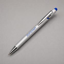 Ручка-стилус металлическая шариковая Sway  Monochrome с цветным зеркальным слоем, серебристый с темно-синим