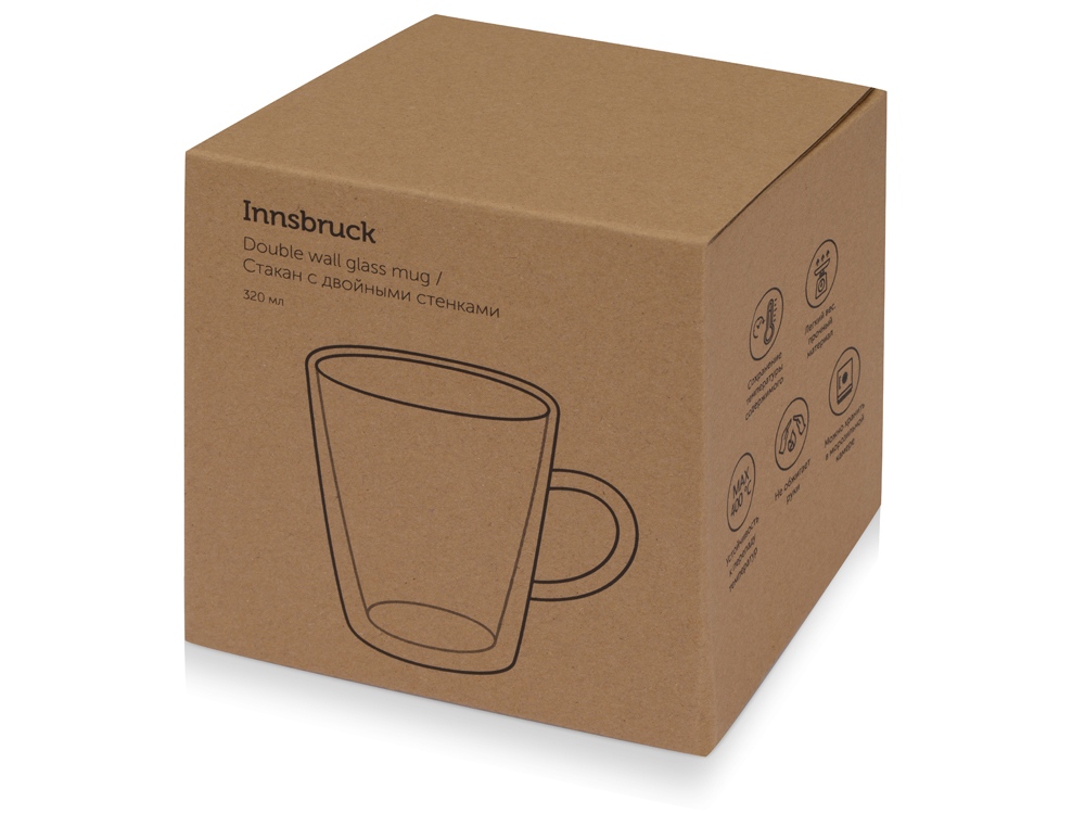 Кружка с двойными стенками Innsbruck конусообразный, с ручкой 320 мл Кружка с двойными стенками Innsbruck конусообразный, с ручкой 320 мл
