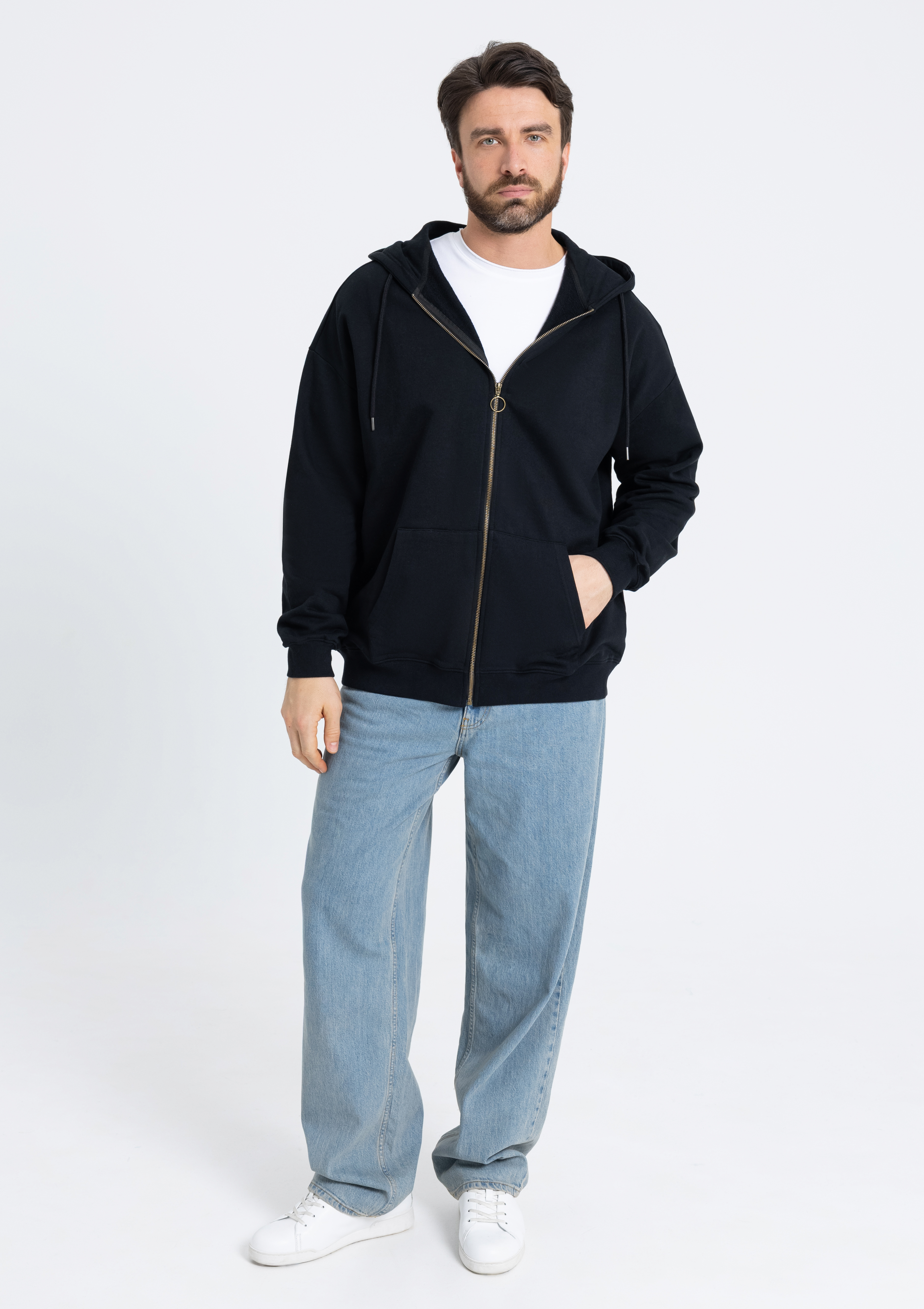 Толстовка ОNE SIZE, с капюшоном на молнии футер без начёса 350, 72