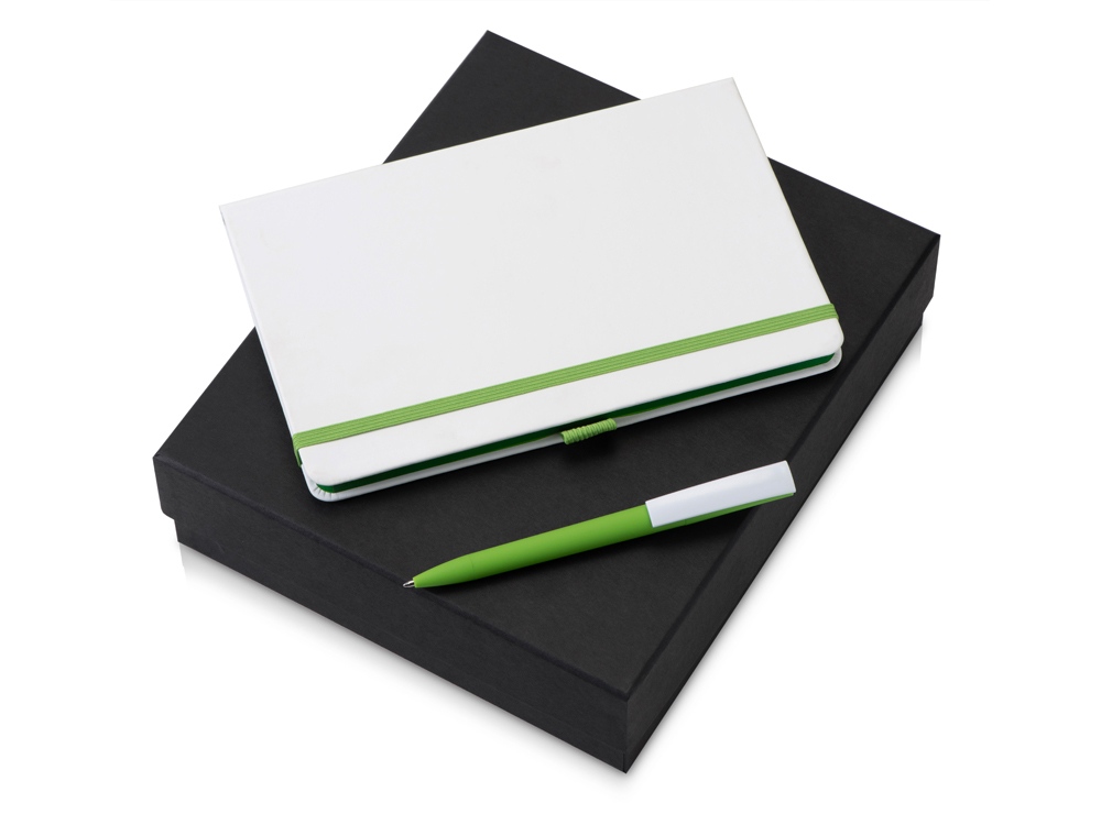 Подарочный набор Jacque white 2.0. с ручкой и блокнотом, зеленое яблоко