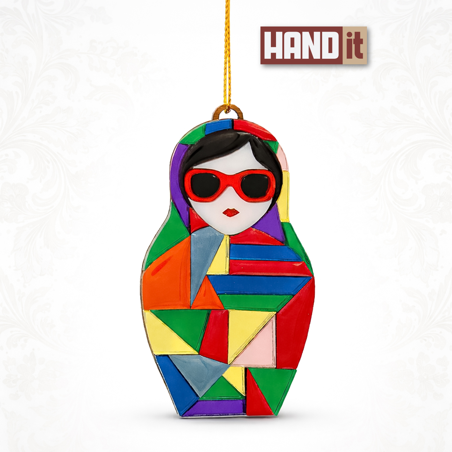 Ёлочная игрушка Матрешка с мозаикой (разноцветный) Ёлочная игрушка Матрешка с мозаикой (разноцветный)