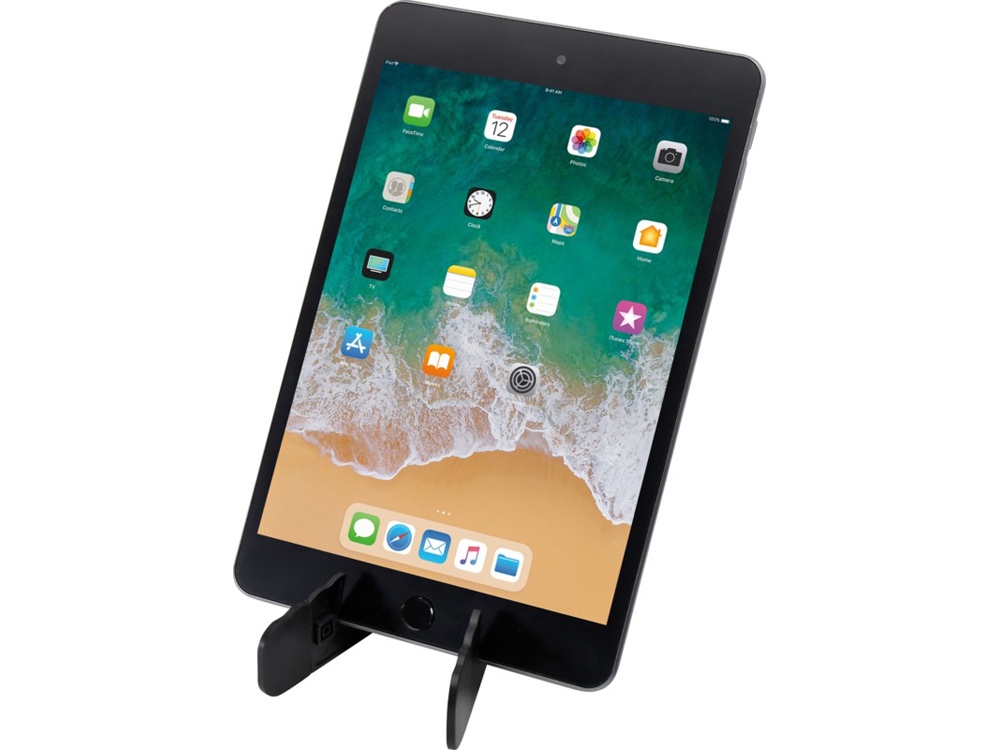 Buna складная подставка для планшета и телефона из переработанной пластмассы, черный