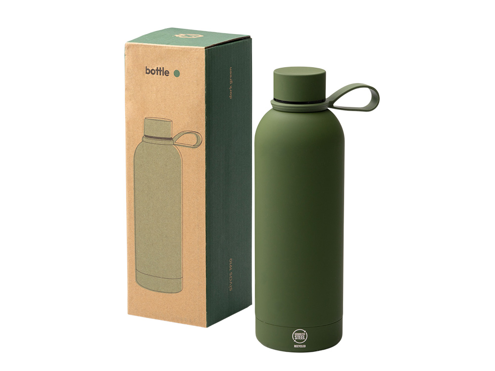 Термобутылка из переработанной нержавеющей стали 500 мл Сивас (SIVAS), темно- зеленый Термобутылка из переработанной нержавеющей стали 500 мл Сивас (SIVAS), темно- зеленый