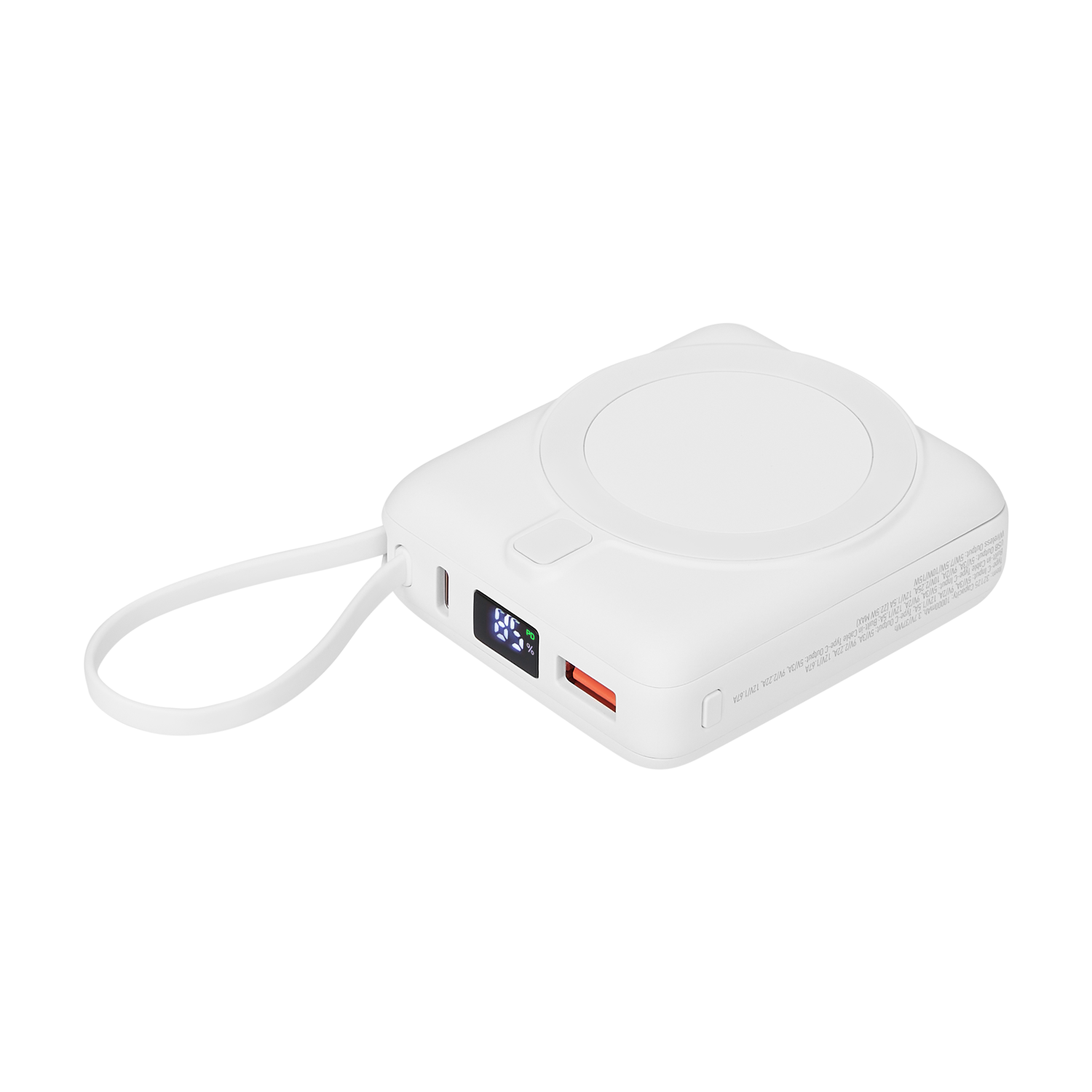 Внешний аккумулятор с подсветкой Риттер PD (Ritter PD) 10000mAh с функцией беспроводной зарядки 15W, белый Внешний аккумулятор с подсветкой Риттер PD (Ritter PD) 10000mAh с функцией беспроводной зарядки 15W, белый