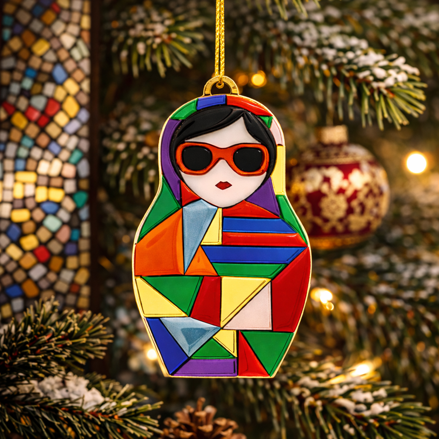 Ёлочная игрушка Матрешка с мозаикой (разноцветный) Ёлочная игрушка Матрешка с мозаикой (разноцветный)