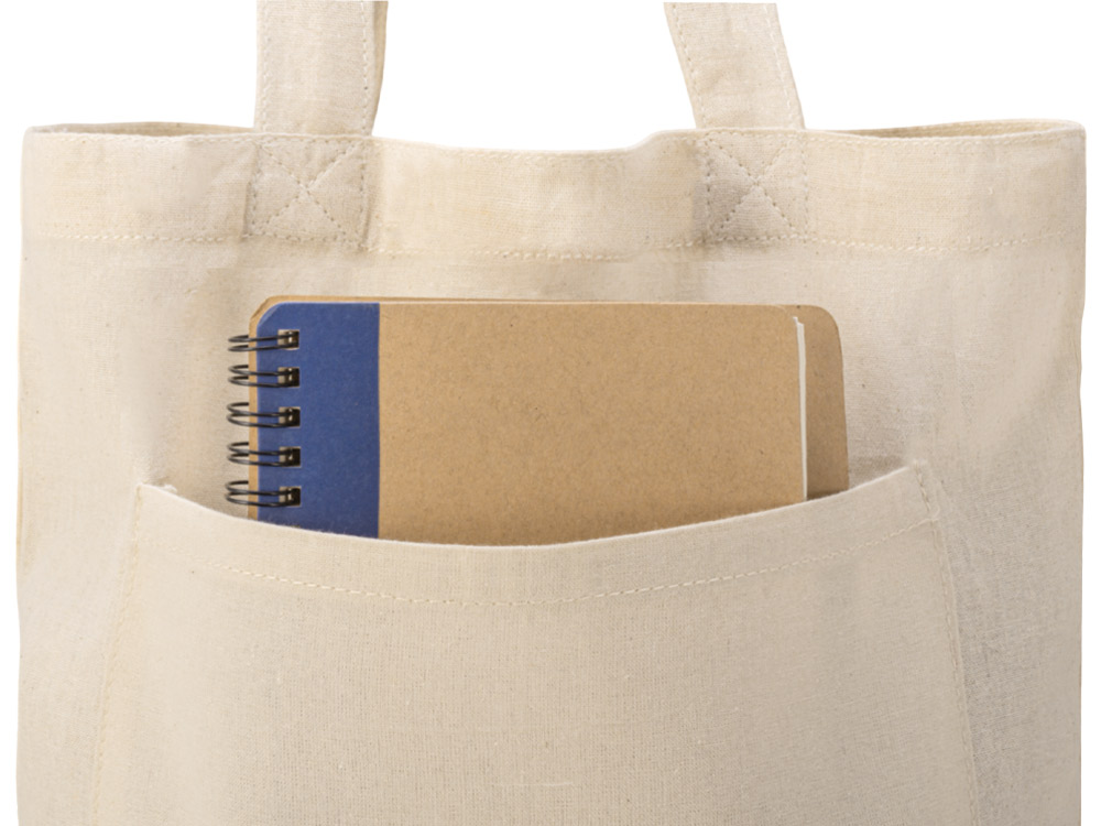 Сумка Clip из хлопка 340 г/м2 с застежкой из экокожи, натуральный