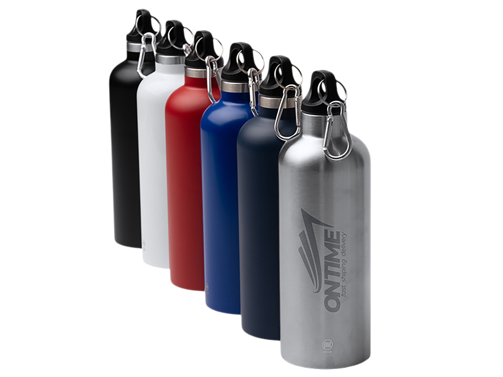 Бутылка LUWAK/ЛЮВАК из переработанной нержавеющей стали с карабином, серебристый