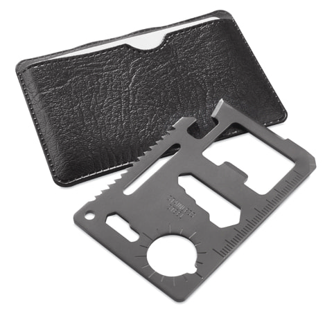 Мультиинструмент WICAX в чехле из искусственной кожи, 7 x 4.5 см, нерж. сталь, черный, серый Мультиинструмент WICAX в чехле из искусственной кожи, 7 x 4.5 см, нерж. сталь, черный, серый