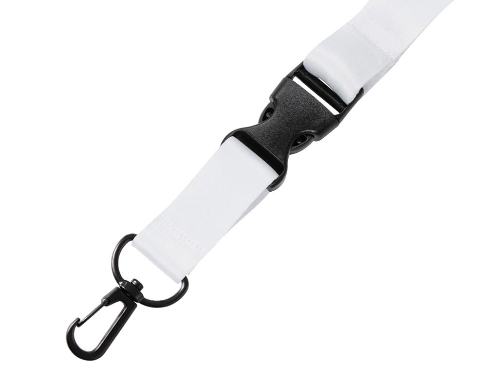 Ланъярд 2 см под сублимацию с карабином, межуровневым замком и замком обрыва, черный