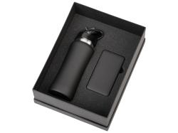 Подарочный набор с бутылкой для воды и повербанком С2, 10000 mAh, черный