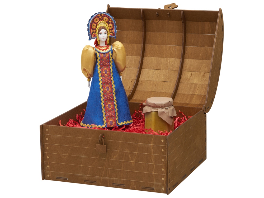 Подарочный набор: кукла фарфоровая, крем-мед, синий