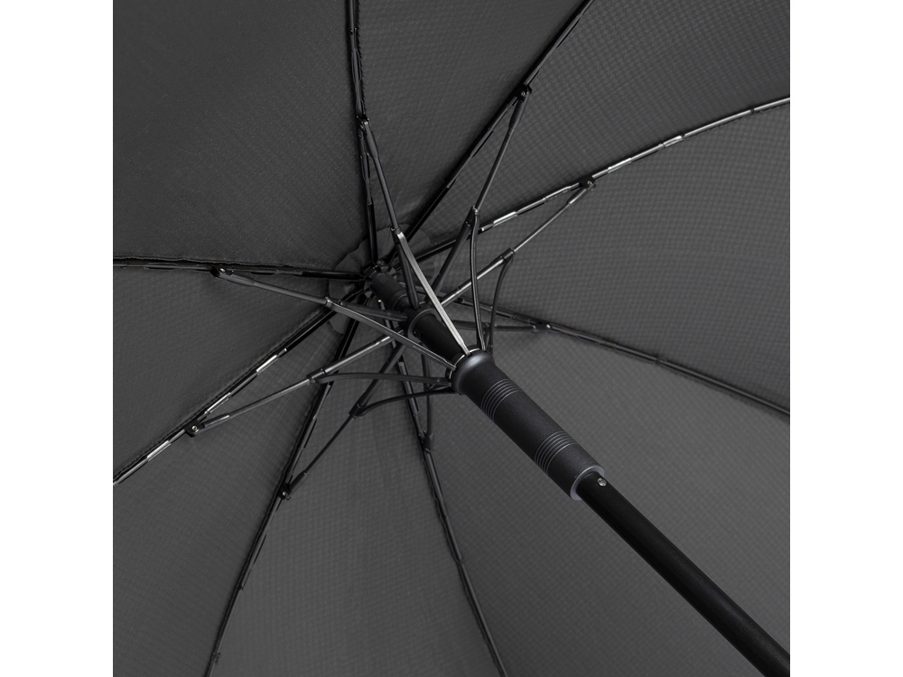 Зонт-трость Carbon с куполом из переработанного пластика, черный
