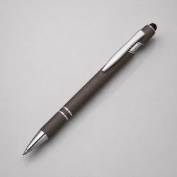 Ручка металлическая soft-touch шариковая со стилусом Sway, серый/серебристый (P)