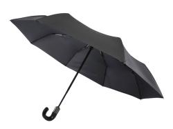 Montebello 21-дюймовый складной зонт с автоматическим открытием/закрытием и изогнутой ручкой, черный