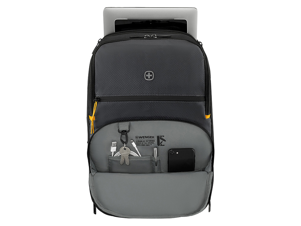 Рюкзак WENGER Move 16, чёрный, переработанный ПЭТ, 33 x 19 x 44 см, 22 л