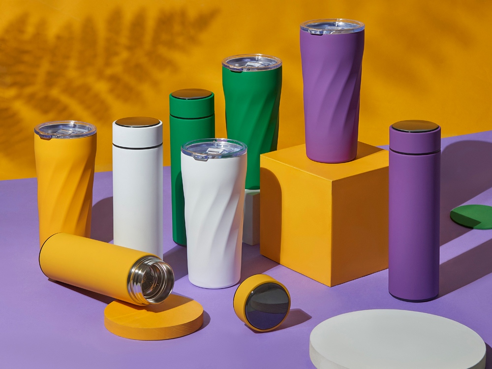 Подарочный набор FAMILY с термосом и термокружкой, темно-зеленый