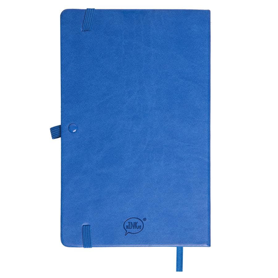 Бизнес-блокнот "Justy", 130*210 мм, синий, твердая обложка,  резинка 7 мм, блок-линейка