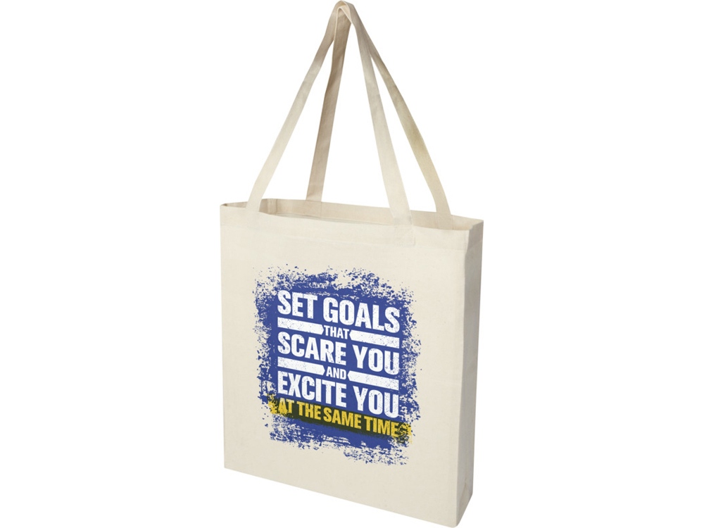 Madras эко- сумка с ластовицей из переработанного хлопка, сертифицированного согласно GRS, плотностью 140 г/м² - Натуральный Madras эко- сумка с ластовицей из переработанного хлопка, сертифицированного согласно GRS, плотностью 140 г/м² - Натуральный