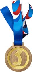 Деревянная медаль с лентой Волейбол