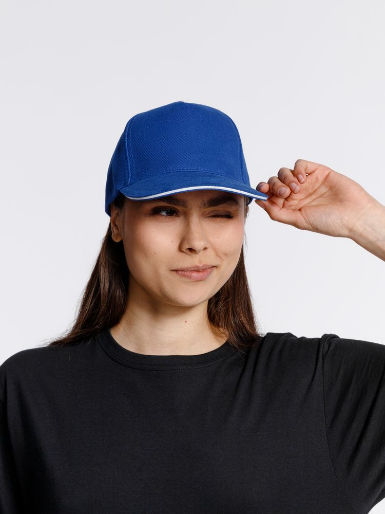 Бейсболка Classic 2.0, ярко-синяя с белым кантом