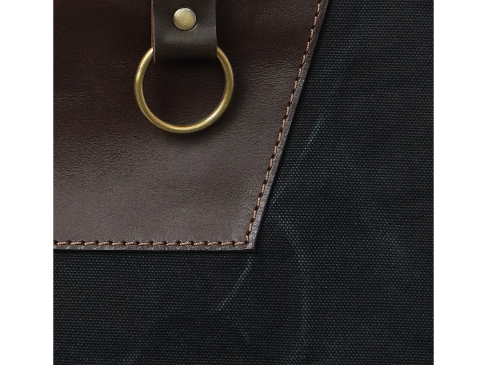 Фартук из канваса с ремнями из натуральной кожи, материал: канвас смесовый, плотность 450 гр/м, натуральная кожа КРС, цвет черный, коричневый темный