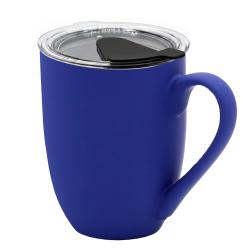 Кружка с крышкой Velvet Duo, софт-тач, тёмно-синяя/чёрная Кружка с крышкой Velvet Duo, софт-тач, тёмно-синяя/чёрная