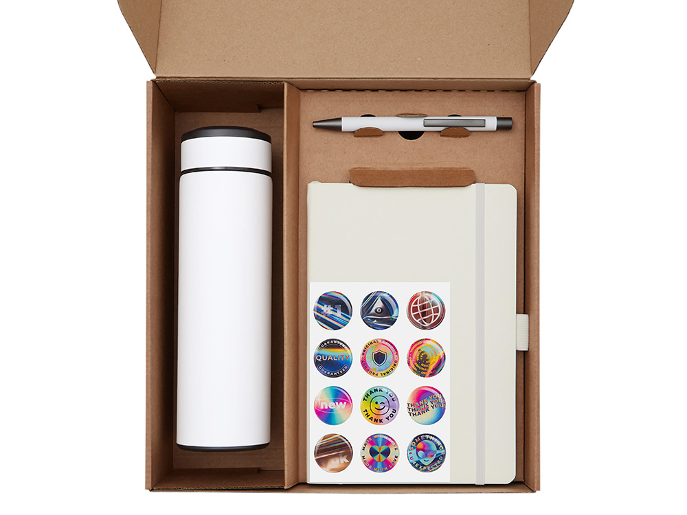 Подарочный набор с термосом, блокнотом, ручкой и чаем, белый
