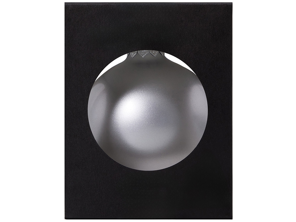 Стеклянный елочный шар Christmas bauble, серебро, металлик, с серебристым колпачком в черной коробке