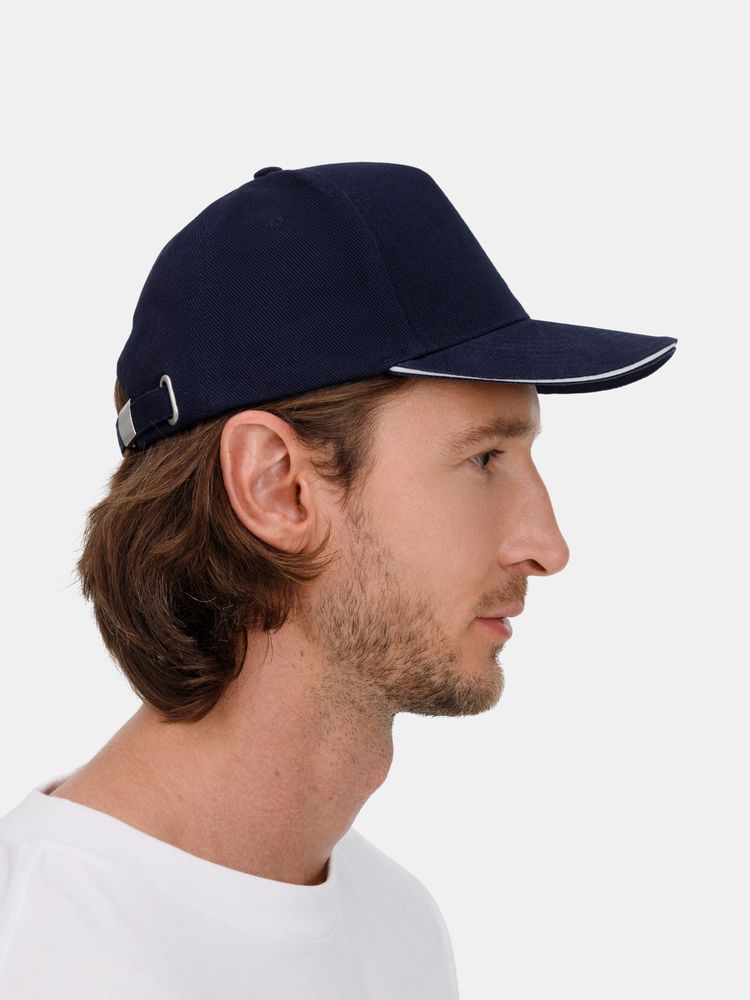 Бейсболка Classic 2.0, темно-синяя с белым кантом