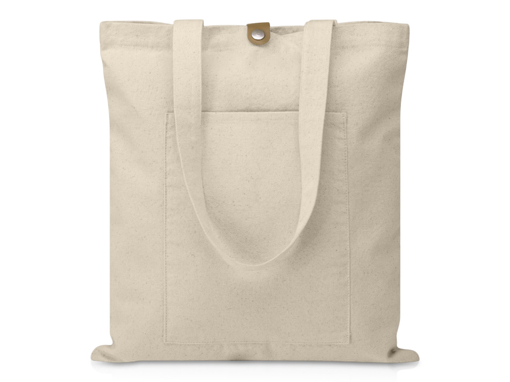 Сумка Clip из хлопка 340 г/м2 с застежкой из экокожи, натуральный