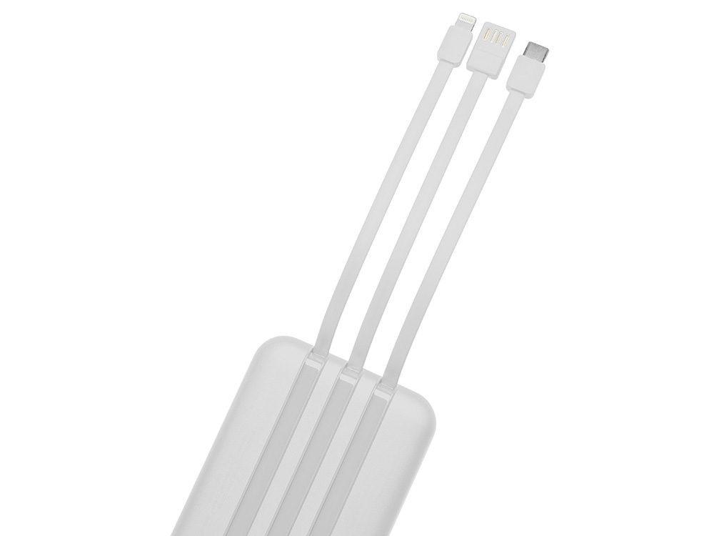 Магнитный беспроводной внешний аккумулятор со встроенными кабелями Мэни,быстаря зарядка, 10000 мАч, белый