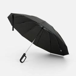 Зонт обратного сложения inLoop с ручкой-карабином, черный Зонт обратного сложения inLoop с ручкой-карабином, черный