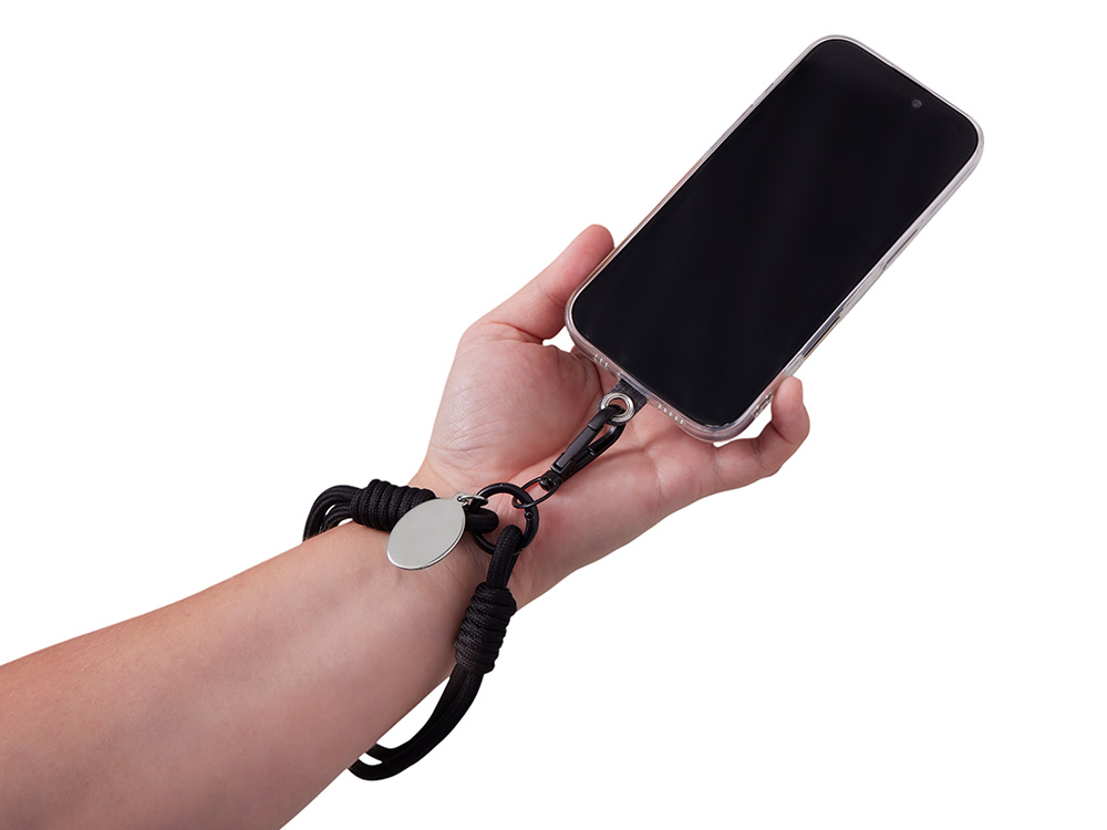 Брелок-браслет Bohemian c тканевым держателем для телефона, черный