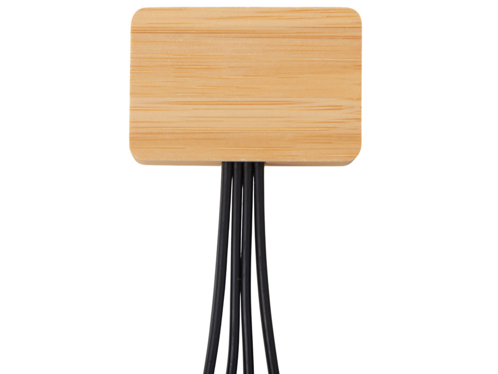 Кабель 3-в-1 с подсветкой лого Reedia S6, бамбук, черный