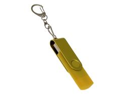 USB-флешка на 256 Гб 2 в 1 поворотный механизм, c дополнительным разъемом Type-C с одноцветным металлическим клипом, желтый