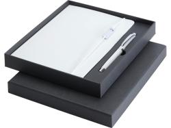 Набор Legato Elegance из блокнота формата А5 в твердой обложке и ручки-роллера, белый/белый