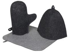 Банный набор из шапки, рукавицы и коврика Calm, серый