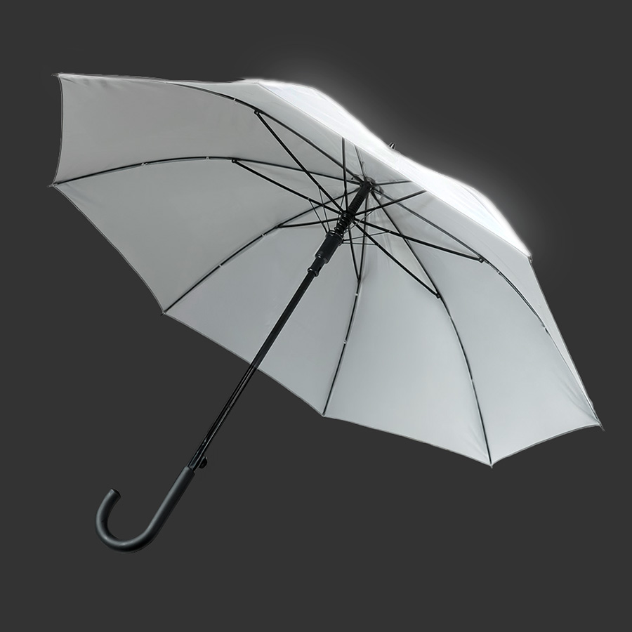Зонт-трость "Reflect", полуавтомат, светоотражающий серый