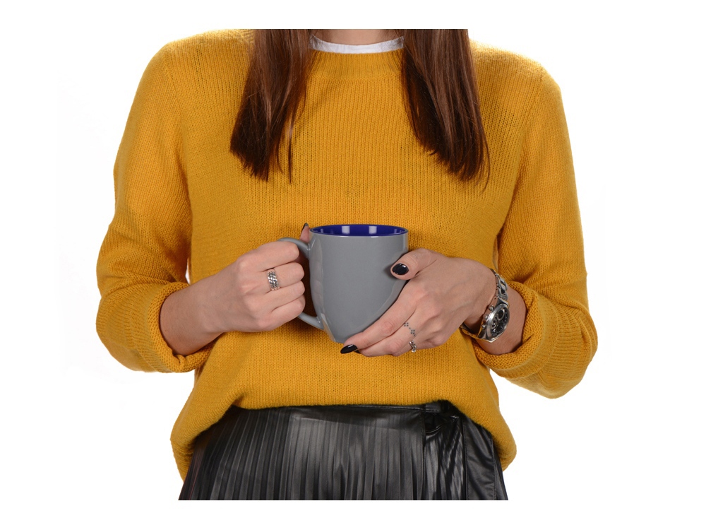 Кружка керамическая Gracy 470мл, серый/темно-синий