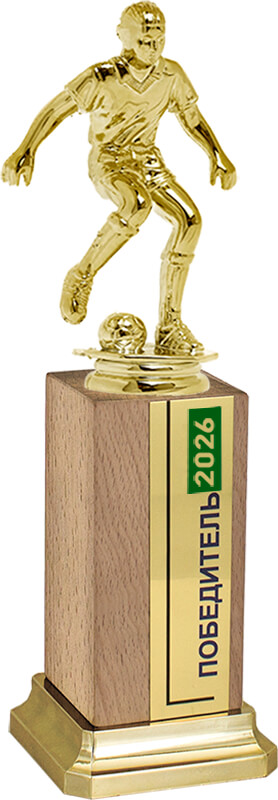 Награда Футболист на деревянном бруске
