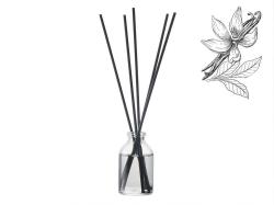 Диффузор с ароматом Табак и ваниль, 30мл, стекло, пробка, палочки 5 шт., мешочек из органзы черный