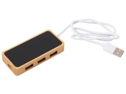 USB хаб с подсветкой лого Reedia S5, 3*USB, 1*Type C, бамбук, черный