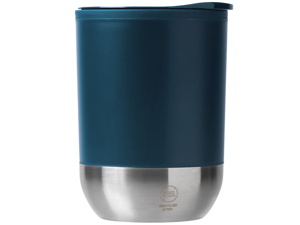 Термокружка LINDE с двойными стенками из переработанного полипропилена, синий нэйви