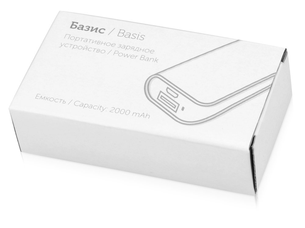 Портативное зарядное устройство (power bank) Basis, 2000 mAh, белый/фиолетовый