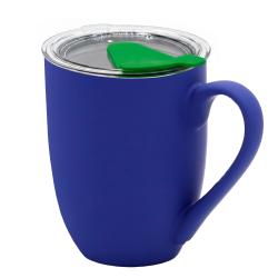 Кружка с крышкой Velvet Duo, софт-тач, тёмно-синяя/зелёная Кружка с крышкой Velvet Duo, софт-тач, тёмно-синяя/зелёная